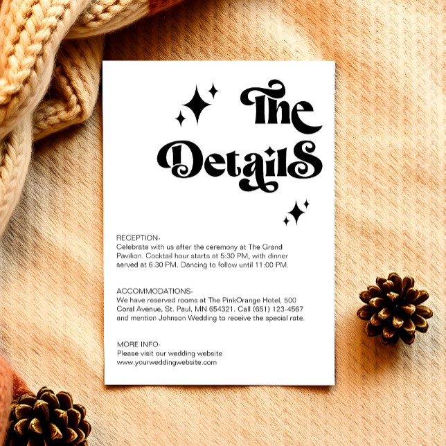 Retro Black and White Groovy Bold Script Wedding Enclosure Card (Creator Uploaded)