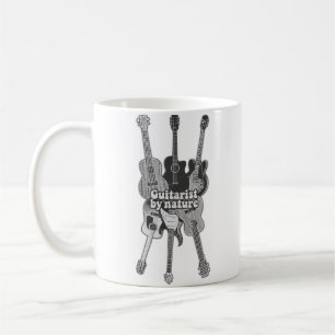 Retro black and white guitars for guitarists coffee mug