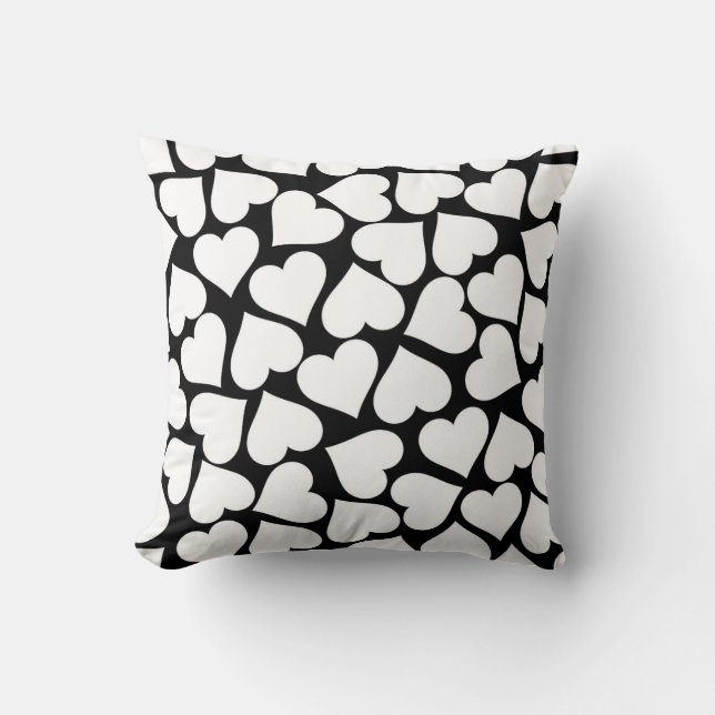 Retro Black and White Heart Pattern  Cushion (Front)