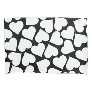 Retro Black and White Heart Pattern  Pillowcase