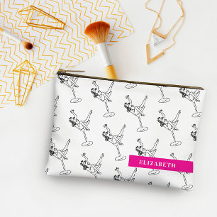 Retro Black and White Martini Glass Personalised   Accessory Pouch