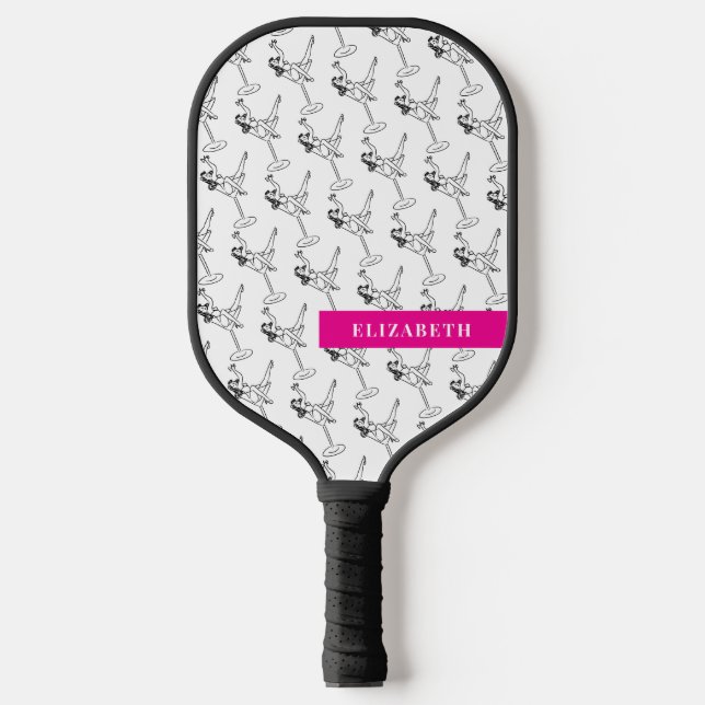 Retro Black and White Martini Glass Personalised   Pickleball Paddle (Front)