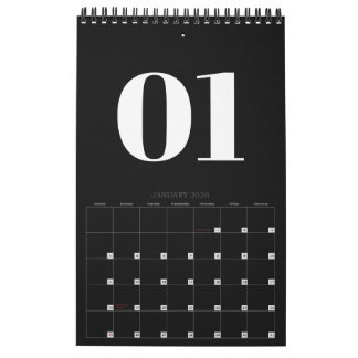 Retro Black and White No Photo 2026 Calendar
