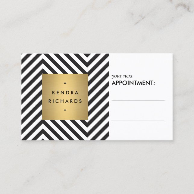 Retro Black and White Pattern Appointment Card (Front)