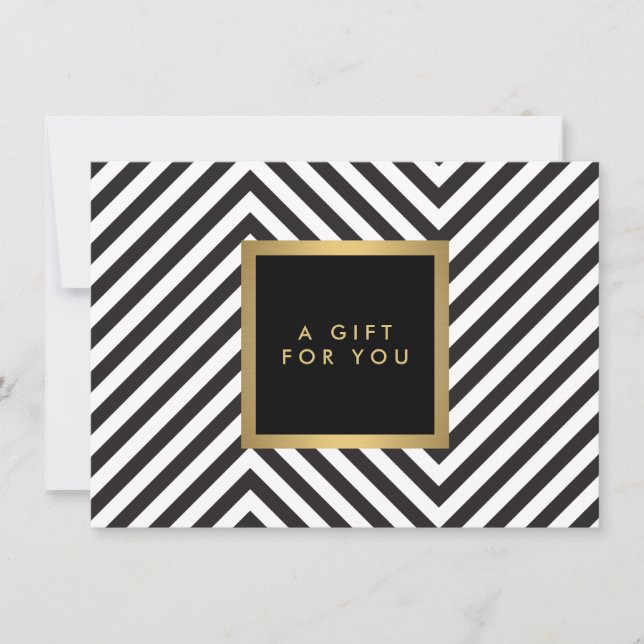 Retro Black and White Pattern Glam Gold Gift Cert (Front)