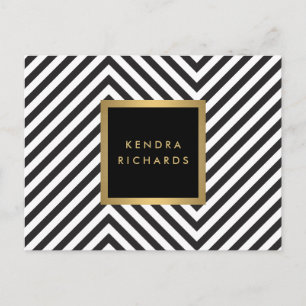 Retro Black and White Pattern Glam Gold Name Logo Postcard
