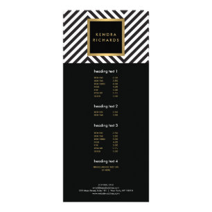 Retro Black and White Pattern Glam Gold Name Logo Rack Card