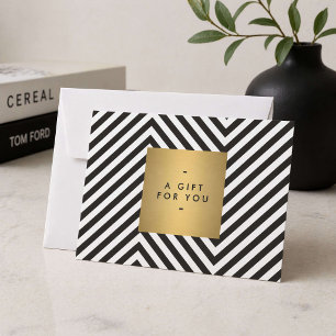 Retro Black and White Pattern Gold Name Gift Cert