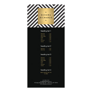 Retro Black and White Pattern Gold Name Logo Rack Card