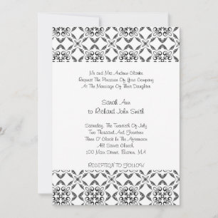 Retro Black and White Pattern Scroll Wedding Invit Invitation