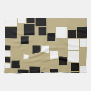 Retro Black and White Pattern Seamless Art Tea Towel