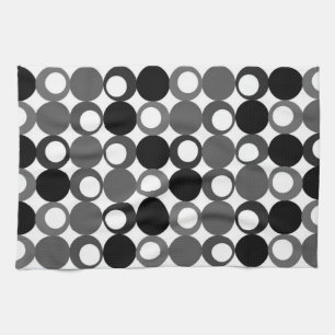 Retro Black and White Pattern Tea Towel