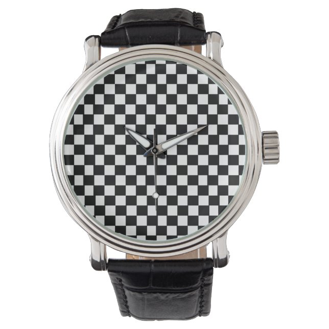 retro black and white pattern watch (Front)