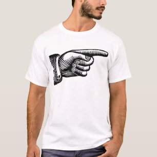 Retro Black and White Pointing Finger T-Shirt