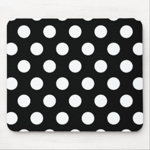 Retro Black and White Polka Dots Mouse Mat