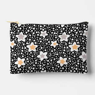 Retro black and white polka dots with stars accessory pouch