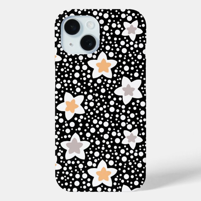 Retro black and white polka dots with stars  Case-Mate iPhone case (Back)
