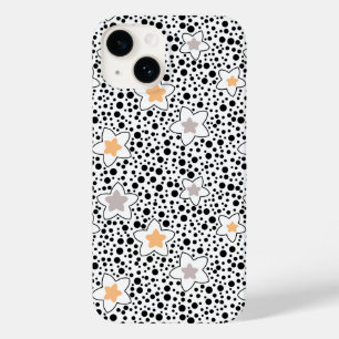 Retro black and white polka dots with stars  Case-Mate iPhone 14 case