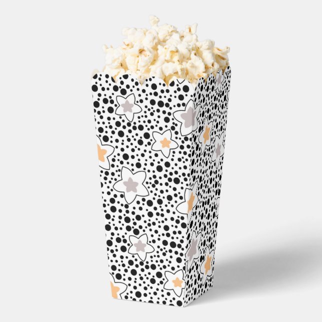 Retro black and white polka dots with stars  favour box (Popped)