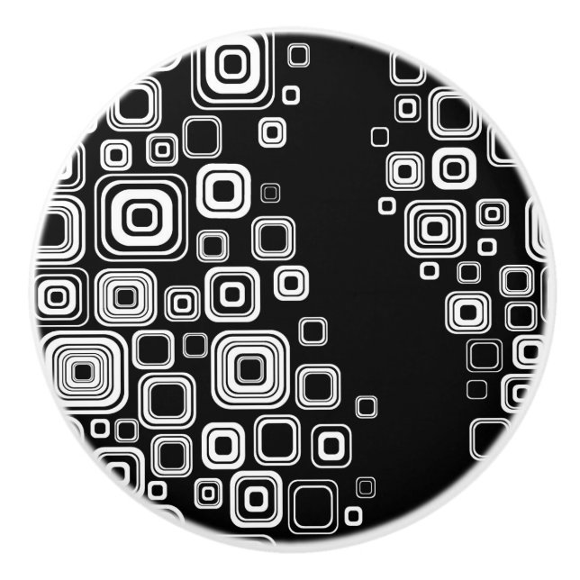 Retro black and white squares ceramic knob (Front)