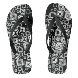 Retro black and white squares flip flops