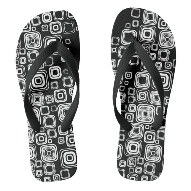 Retro black and white squares flip flops (Footbed)