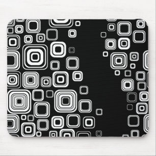 Retro black and white squares mouse mat