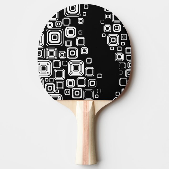 Retro black and white squares ping pong paddle (Front)