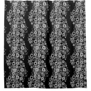 Retro black and white squares shower curtain