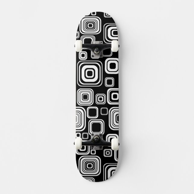 Retro black and white squares skateboard (Front)