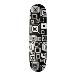Retro black and white squares skateboard