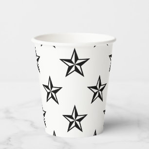 Retro Black And White Stars Pattern Paper Cups