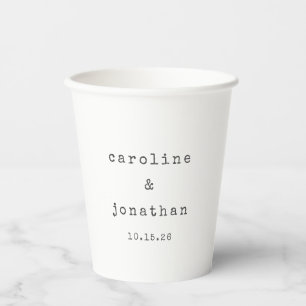 Retro Black and White Typewriter Custom Wedding Paper Cups