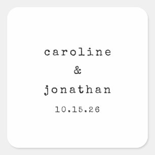Retro Black and White Typewriter Custom Wedding Square Sticker