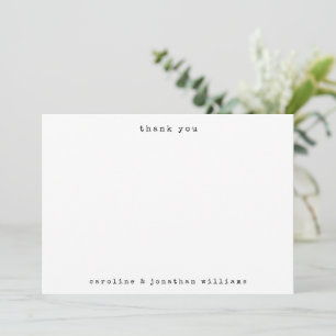 Retro Black and White Typewriter Custom Wedding Thank You Card