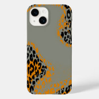 Retro black and yellow leopard print on grey
