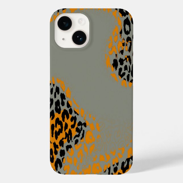Retro black and yellow leopard print on grey Case-Mate iPhone case (Back)