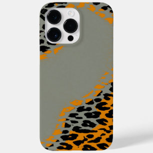 Retro black and yellow leopard print on grey Case-Mate iPhone 14 pro max case