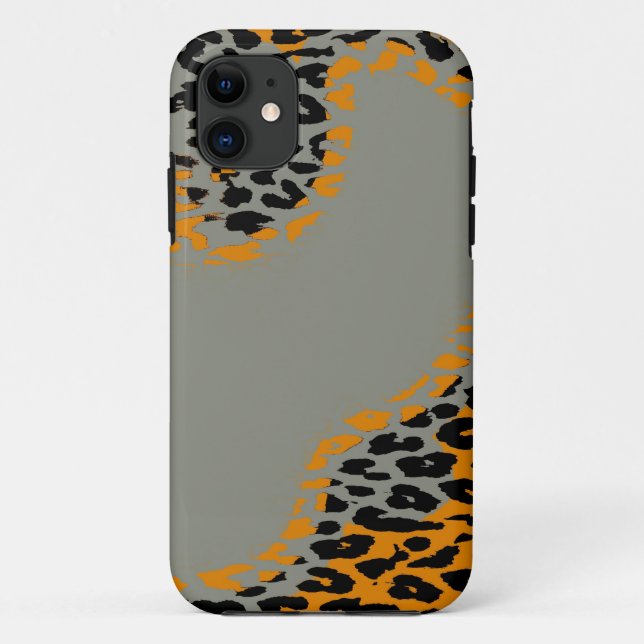 Retro black and yellow leopard print on grey Case-Mate iPhone case (Back)