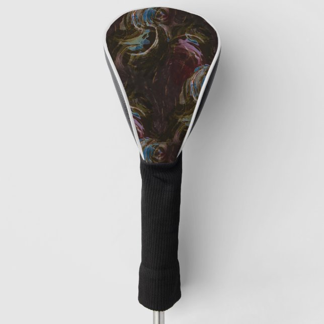 Retro Black Atomic Abstract Golf Head Cover (Front)