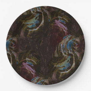 Retro Black Atomic Abstract Paper Plate