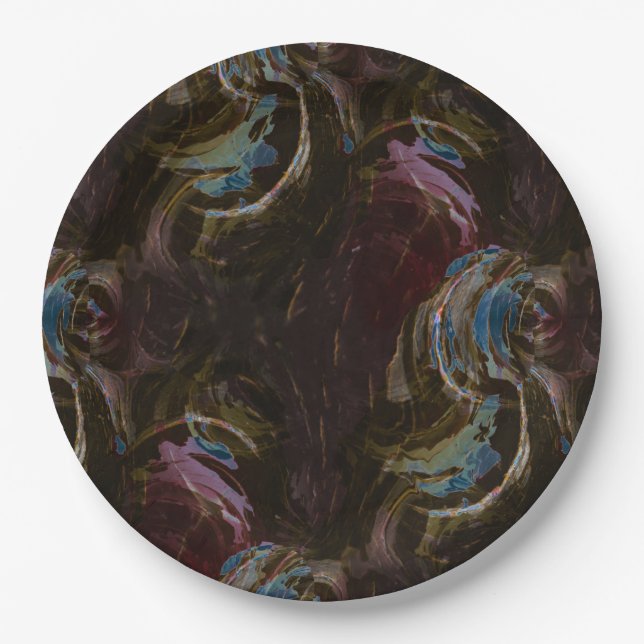 Retro Black Atomic Abstract Paper Plate (Front)
