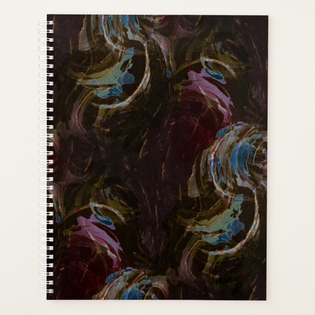 Retro Black Atomic Abstract Planner (Front)