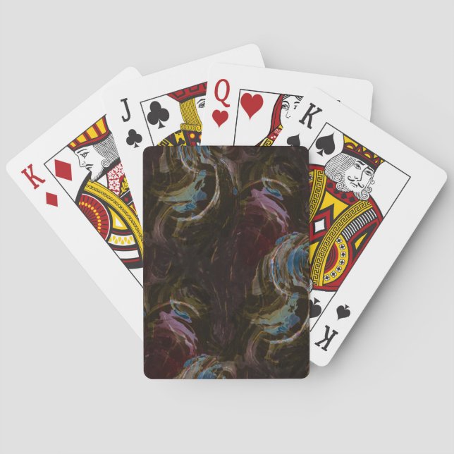 Retro Black Atomic Abstract Playing Cards (Back)