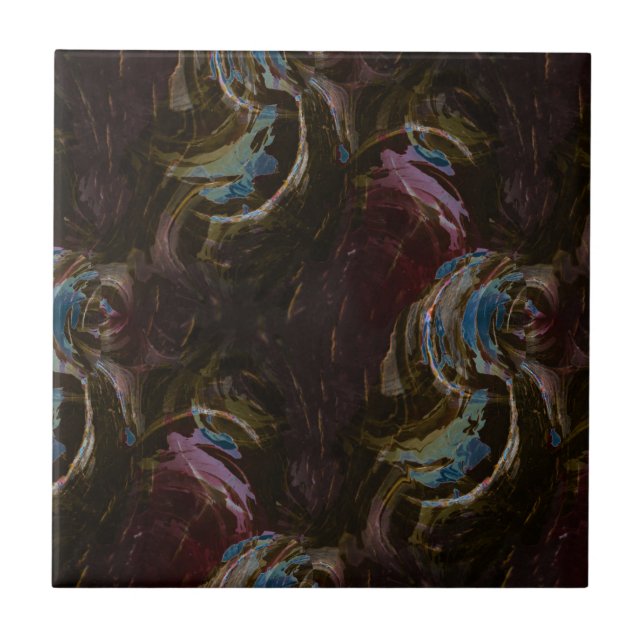 Retro Black Atomic Abstract Tile (Front)