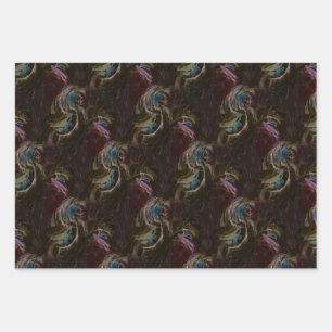 Retro Black Atomic Abstract Wrapping Paper Sheet