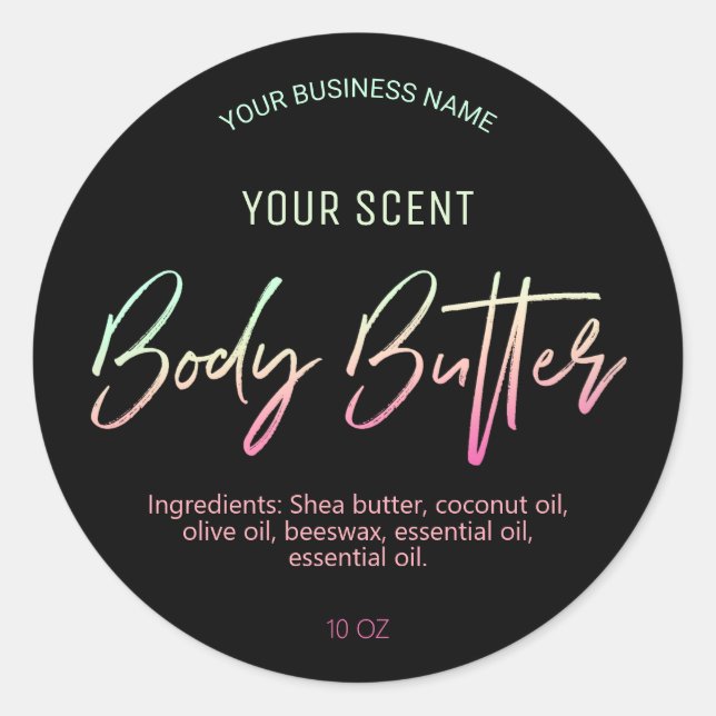 Retro Black Body Butter Labels (Front)