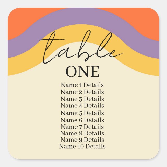 Retro Black Calligraphy Table Numbers Wedding  Square Sticker (Front)