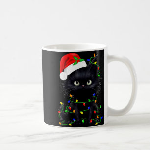 Retro Black Cat Christmas Light Funny Cat Men Wome Coffee Mug