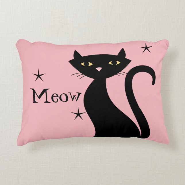 Retro Black Cat Decorative Cushion (Front)